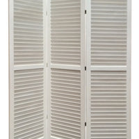 3 Panel Foldable Wooden Shutter Screen with Straight Legs, White - BM205398