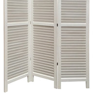 3 Panel Foldable Wooden Shutter Screen with Straight Legs, White - BM205398