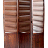 Traditional Foldable Wooden Shutter Screen with 3 Panels, Brown - BM205415