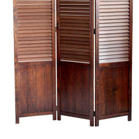 Traditional Foldable Wooden Shutter Screen with 3 Panels, Brown - BM205415