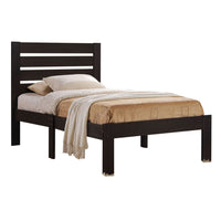 Contemporary Style Wooden Twin Size Bed with Slatted Headboard, Brown - BM205567