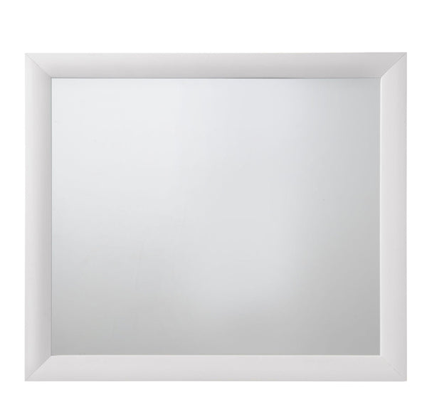 Wooden Framed Mirror with Rectangular Shape, Silver and White - BM205572