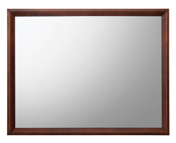 Rectangular Shape Wooden Frame with Mirror Encasing, Brown and Silver - BM205628