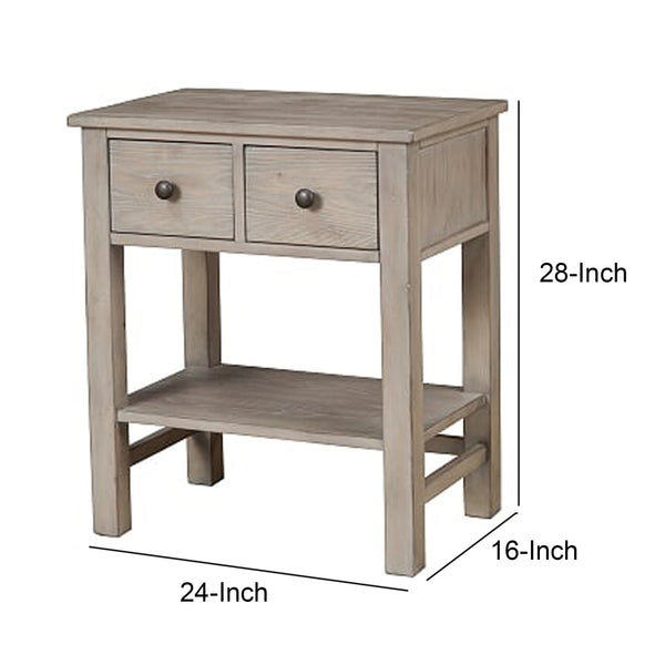 Benjara Transitional Nightstand with Two Drawers and Bottom Shelf, Gray ...