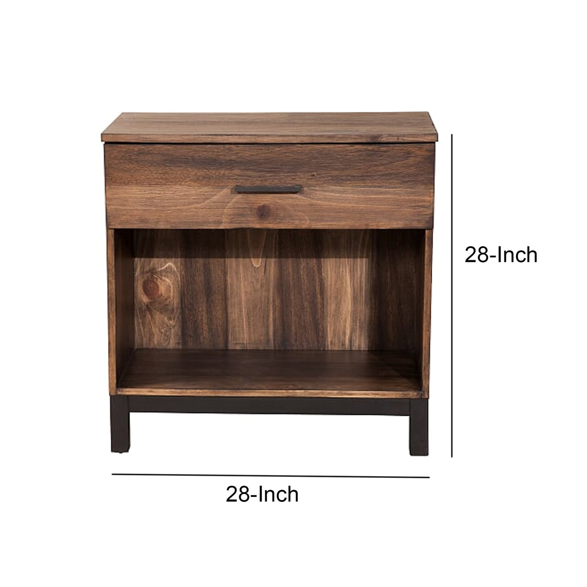 Two Tone Nightstand with 1 Drawer and 1 Open Compartment, Brown - BM205706