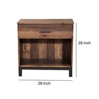 Two Tone Nightstand with 1 Drawer and 1 Open Compartment, Brown - BM205706