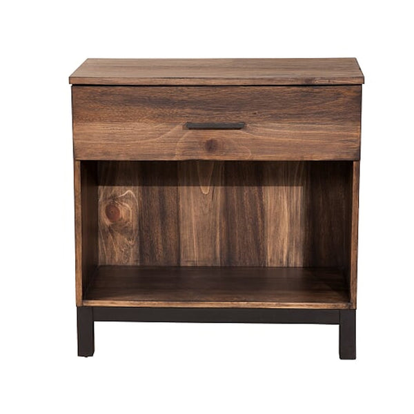 Two Tone Nightstand with 1 Drawer and 1 Open Compartment, Brown - BM205706