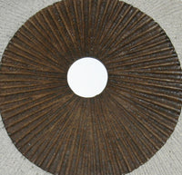 Kim 14 Inch Round Sandstone Wall Art, Ribbed, Brown, White - BM205827