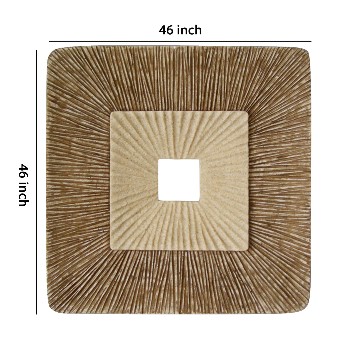 Square Sandstone Wall Decor with Ribbed Details, Small, Brown and Beige - BM205836