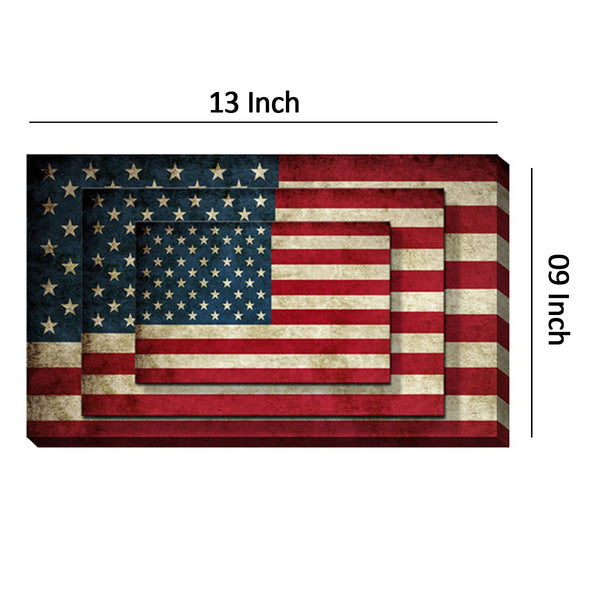 Rectangle 3 Tier Stacked Wall Art with US Flag Print, Set of 4, Multicolor - BM205848