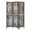 Contemporary 3 Panel Wooden Screen with Log Design, Brown - BM205884