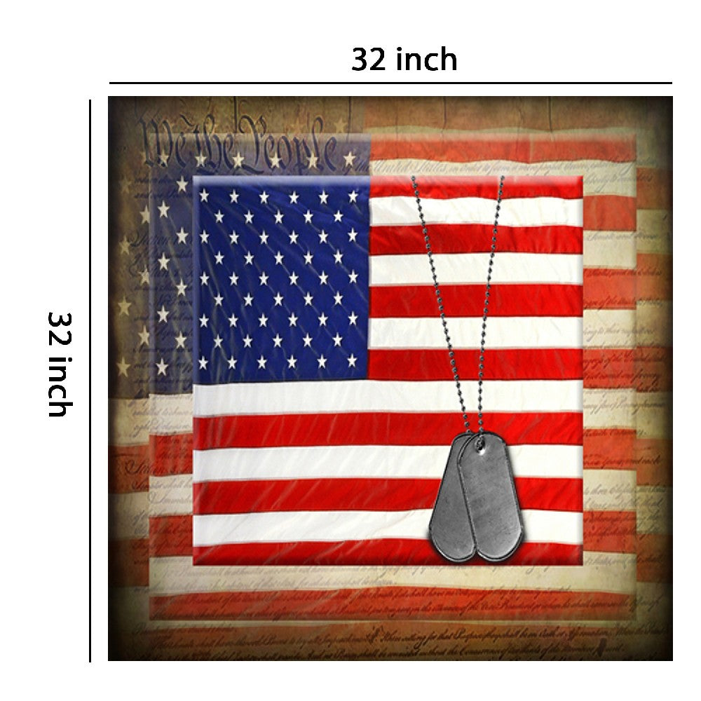 Canvas American Flag with Necklace Wall Print, Small, Multicolor - BM205901