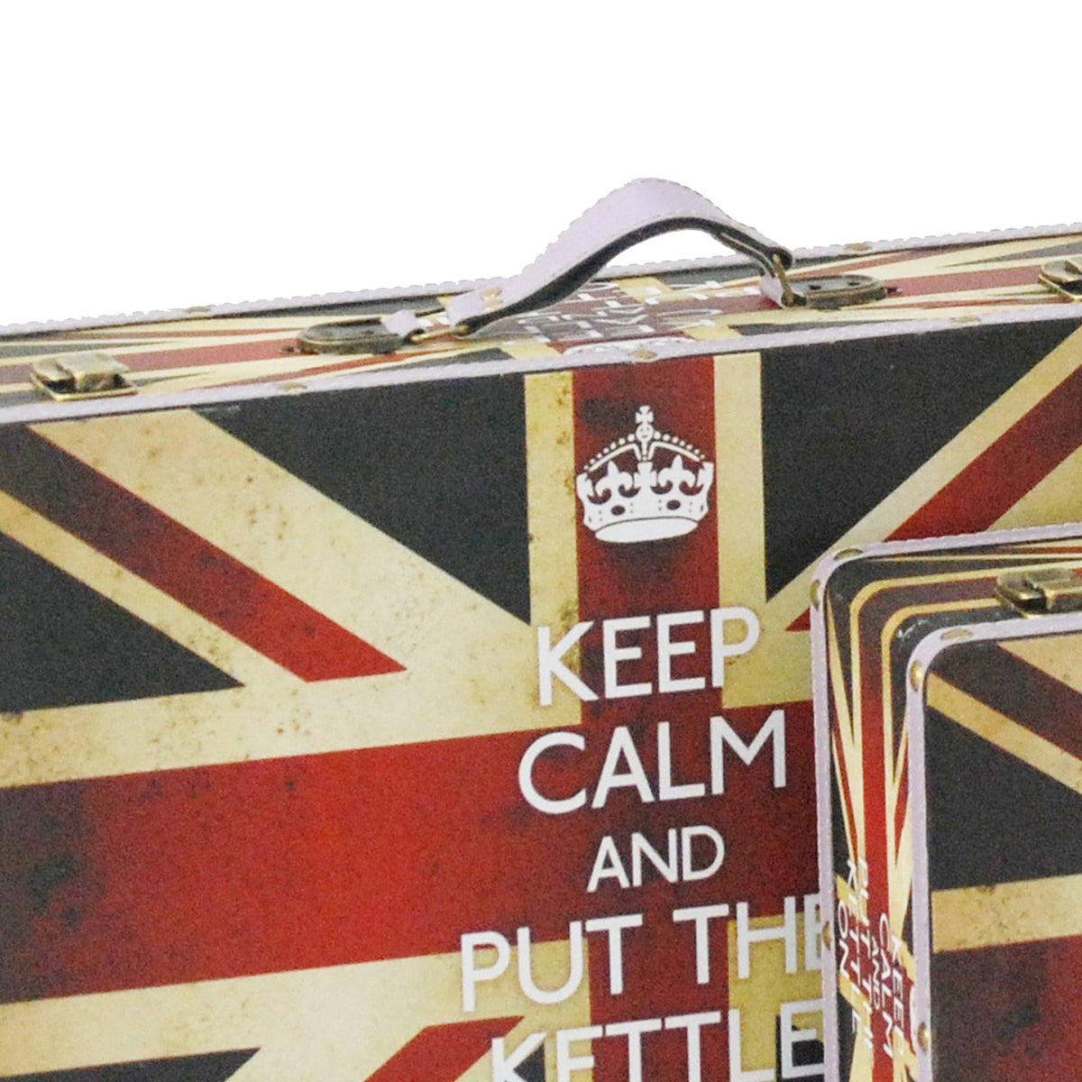 Suitcase with Union Jack Print Canvas Upholstery, Multicolor, Set of 2 - BM205924