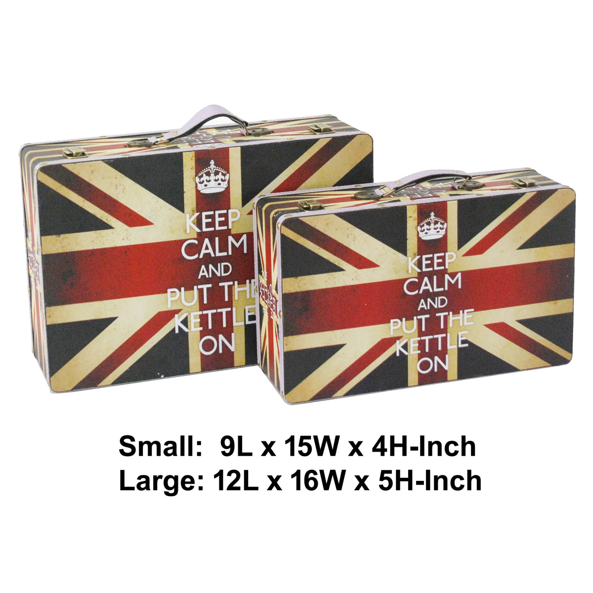 Suitcase with Union Jack Print Canvas Upholstery, Multicolor, Set of 2 - BM205924