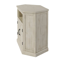 Rustic Style Wooden Corner TV Stand with 2 Door Cabinet, White - BM205963