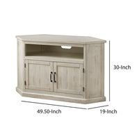 Rustic Style Wooden Corner TV Stand with 2 Door Cabinet, White - BM205963