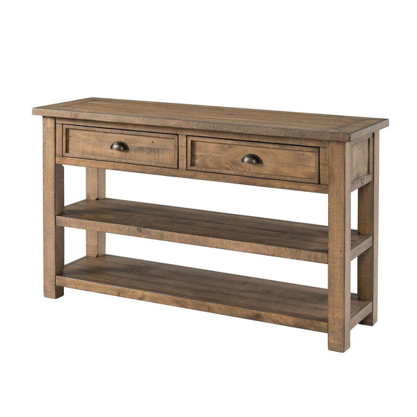 Coastal Style Rectangular Wooden Console Table with 2 Drawers, Brown - BM205978