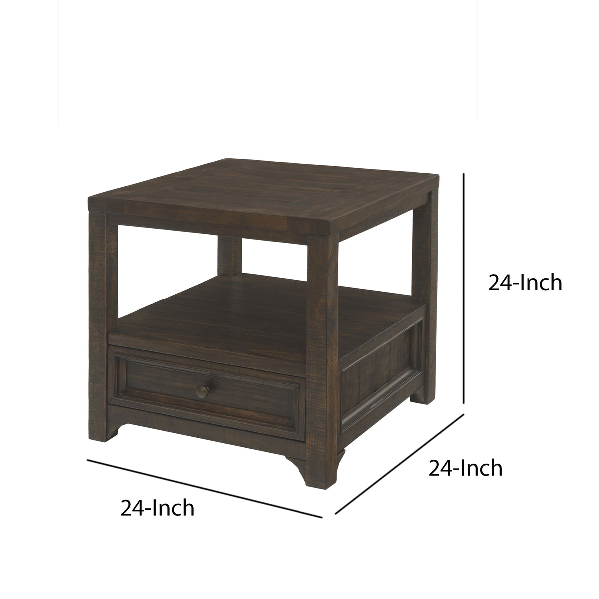 Rectangular Wooden End Table with 1 Drawer and 1 Open Shelf, Brown - BM205983