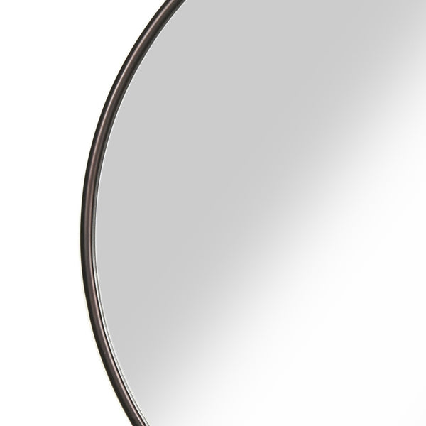 Contemporary Round Metal Framed Wall Mirror, Large, Bronze and Silver - BM205990