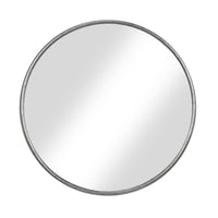 Contemporary Style Round Metal Framed Wall Mirror, Small, Antique Silver - BM205991