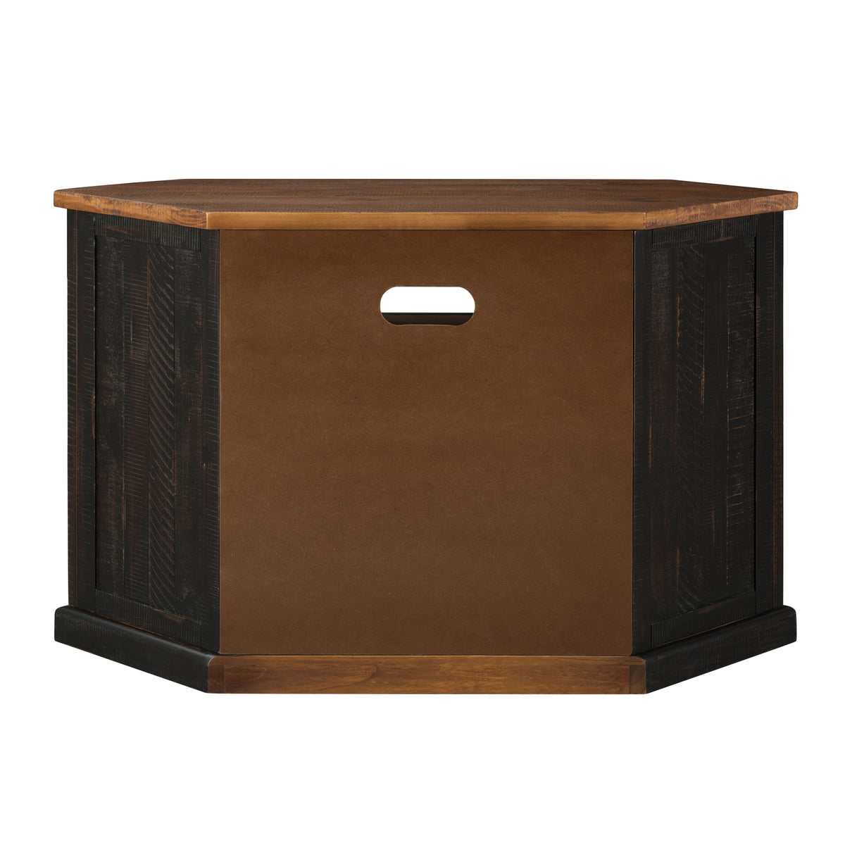 Rustic Style Wooden Corner TV Stand with 2 Door Cabinet, Brown - BM205999