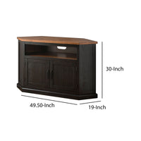 Rustic Style Wooden Corner TV Stand with 2 Door Cabinet, Brown - BM205999