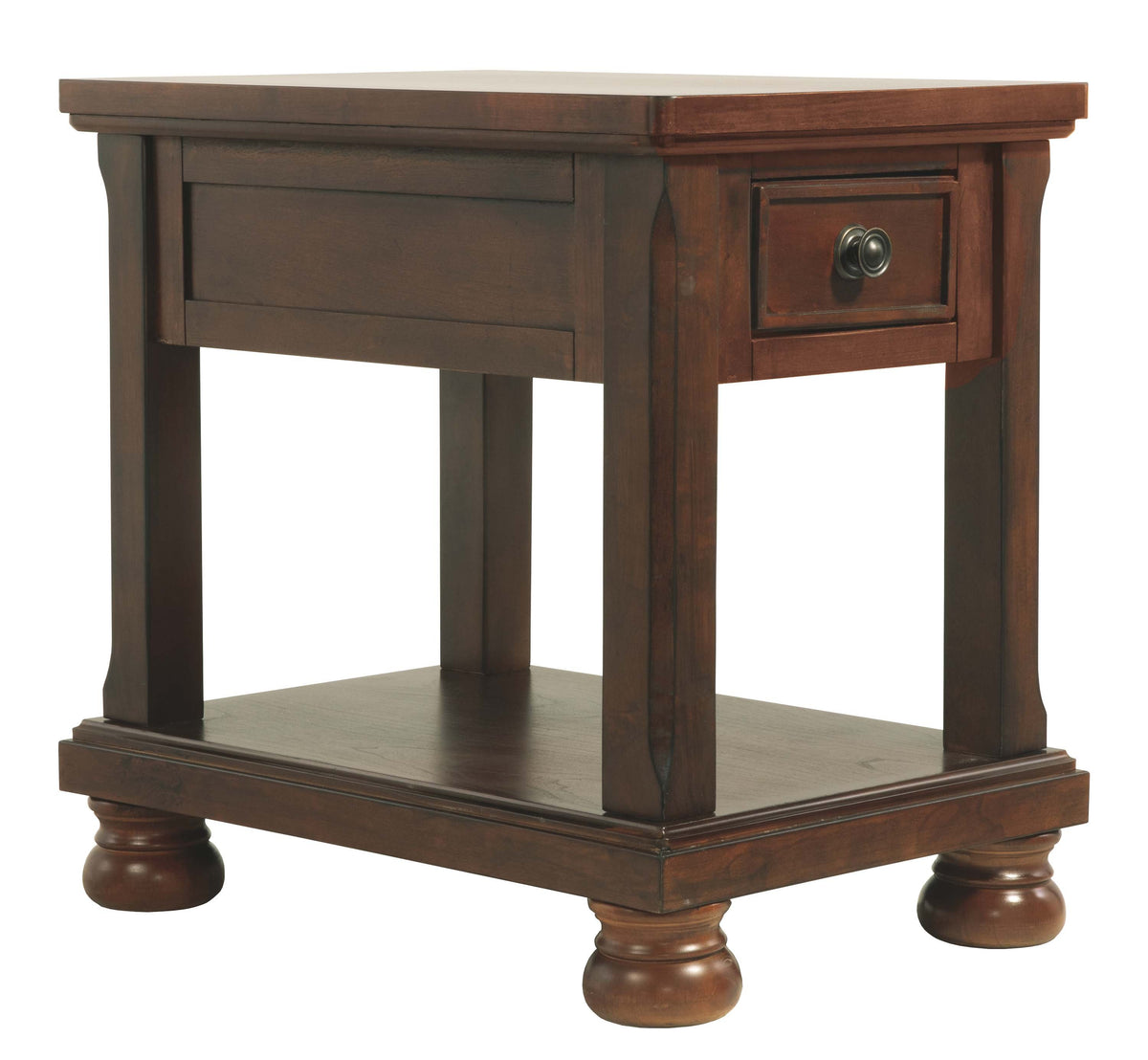 Chair Side End Table With 1 Drawer and Fixed Base Shelf, Brown - BM206168