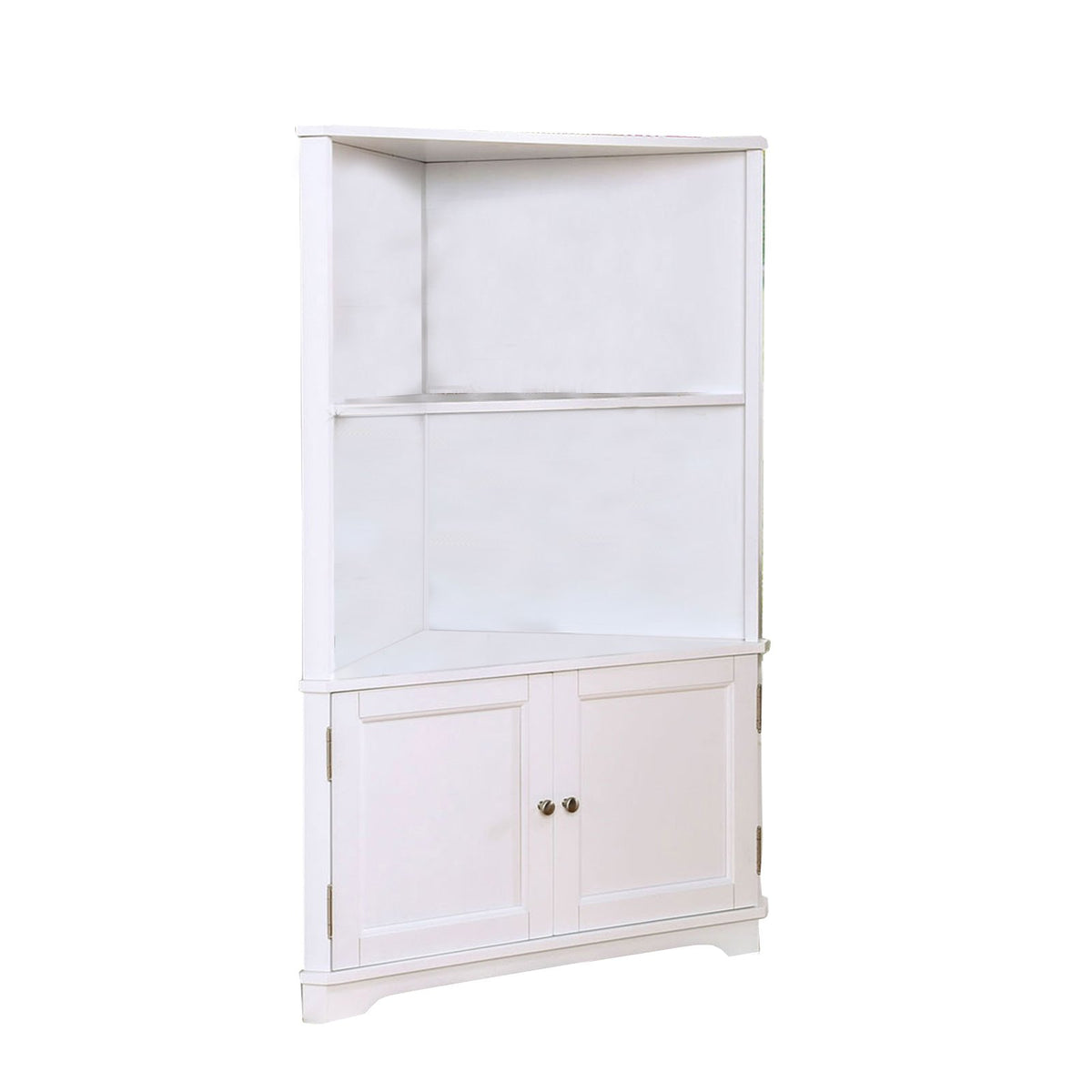 Wooden Bookshelf with 2 Open Compartments and 2 Doors in White - BM206245
