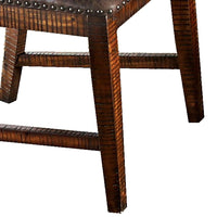 Leatherette Wooden Side Chair with Nailhead Trims in Set of 2 in Brown - BM206270