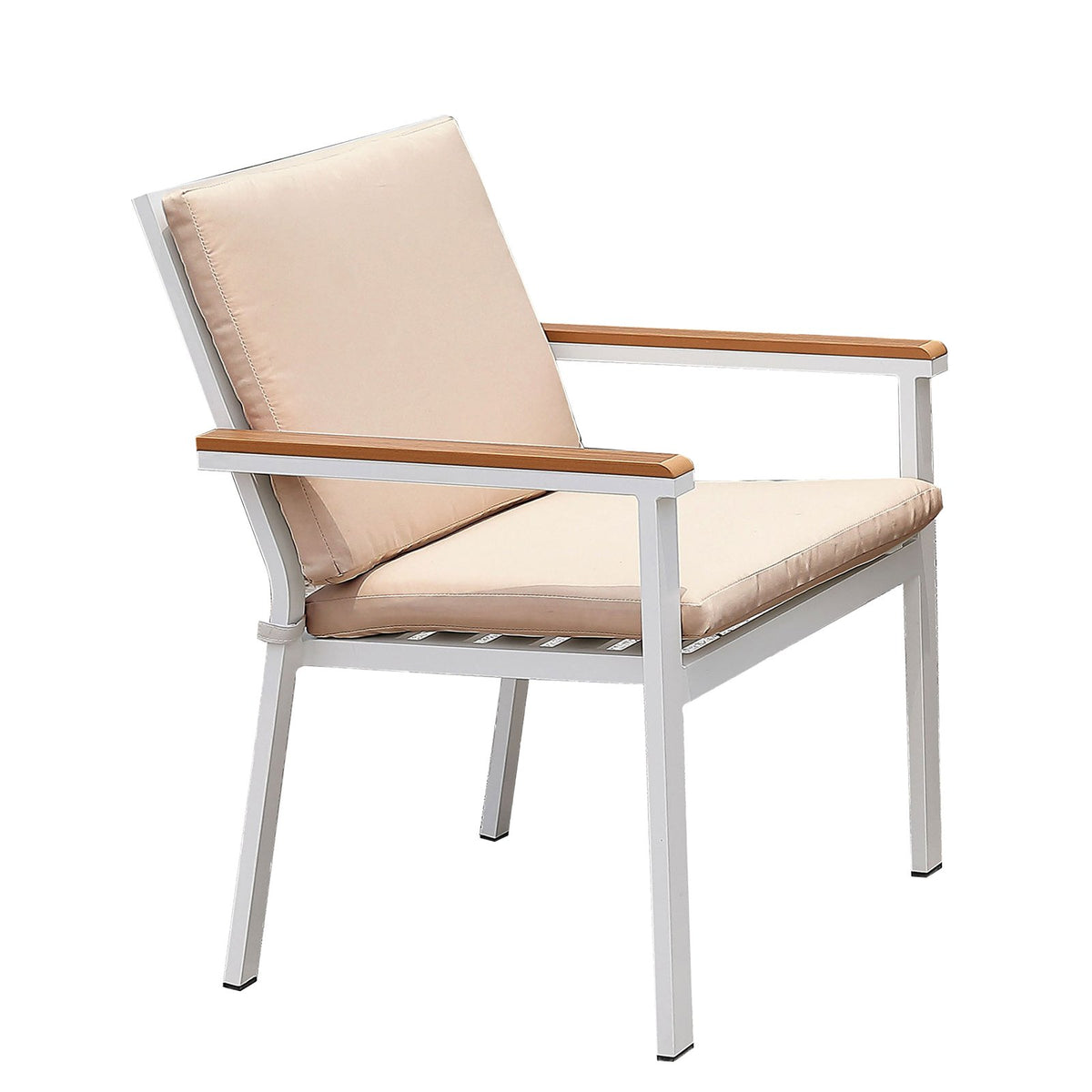27 Inch Aluminum Frame Arm Chair, Outdoor, Cushions, Set of 2, White, Pink - BM206271