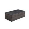 Rectangular Faux Rattan and Aluminum Coffee Table with Glass Top in Brown - BM206283