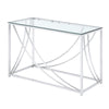 Glass Top Rectangular Sofa Table with Swooping  Curves, Clear and Silver - BM206487