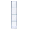 Glass and Metal Curio Cabinet with 4 Shelves, Clear and White - BM206503
