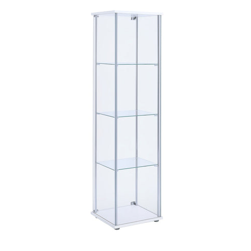 Benzara Contemporary/Modern Clear and White Metal Curio Cabinet
