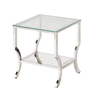 Glass Top End Table with Mirrored Bottom Shelf, Clear and Silver - BM206510