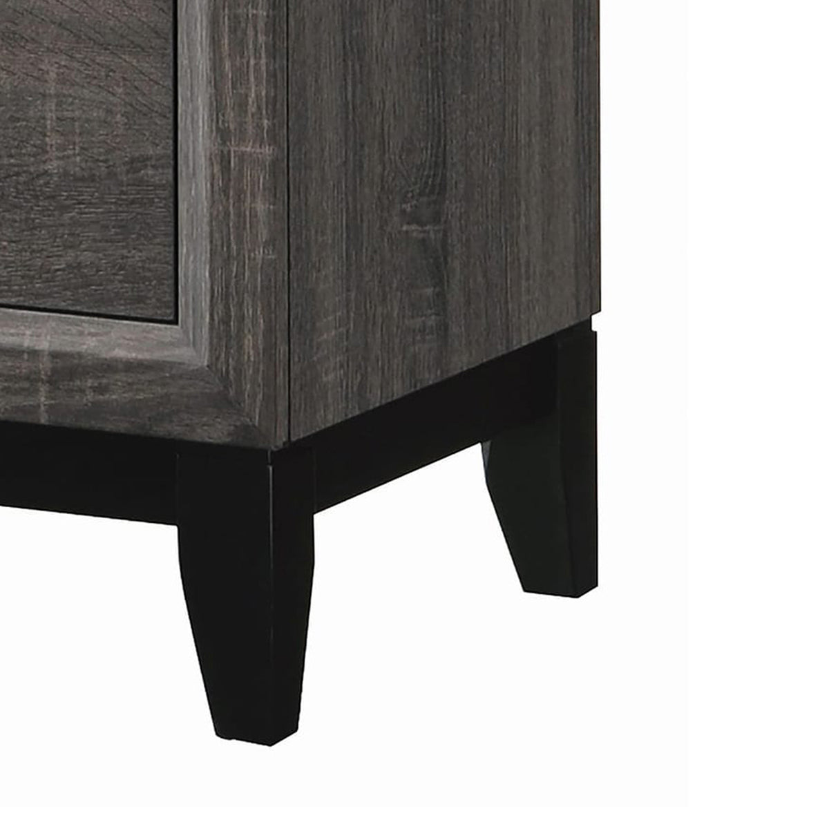Wooden Nightstand with 2 Drawers and Chamfered legs, Gray and Black - BM206518