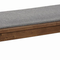 Fabric Upholstered Wooden Bench with Chamfered Legs, Gray and Brown - BM206519