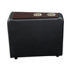 Leatherette Console with 2 Removable Metal Cup Holders, Black and Silver - BM206530