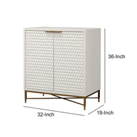 Benjara Honeycomb Design 2 Door Bar Cabinet with Metal Legs, White ...