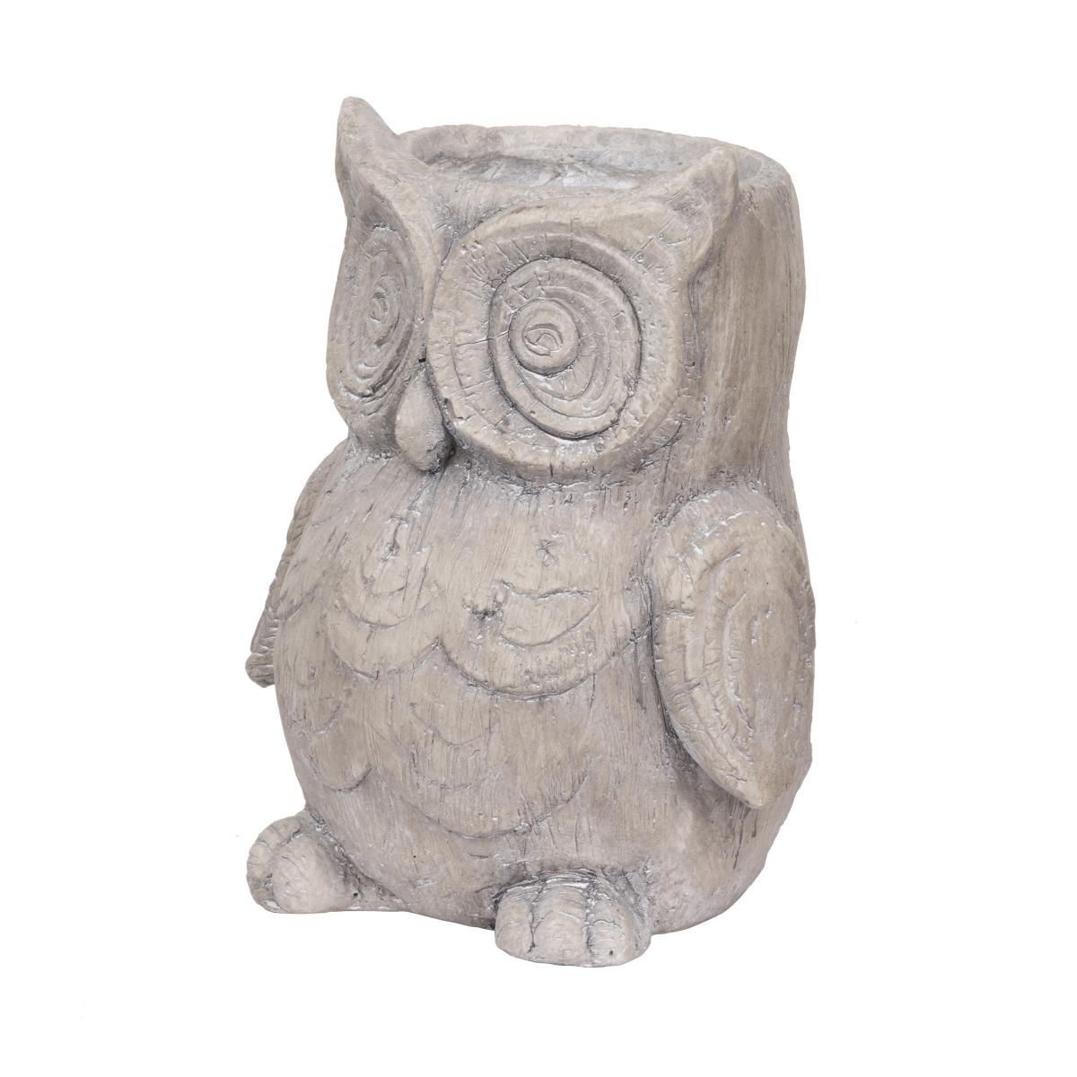 Quaint Style Magnesium Owl Figurine Planter, Taupe Brown - BM206691