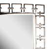 Modern Style Metal Openwork Square Framed Mirror, Silver - BM206715