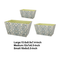 Rectangular Containers with Narrow Bottom, Set of 3, Blue and Beige - BM206718