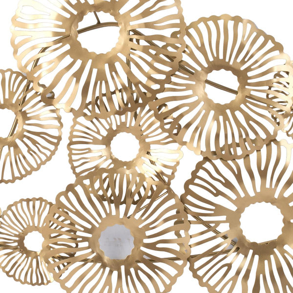 Contemporary Style Metal Wall Art with Coral Pattern Design, Gold - BM206723
