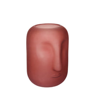 Contemporary Frosted Glass Face Sculpture Vase, Pink - BM206737