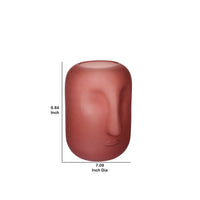 Contemporary Frosted Glass Face Sculpture Vase, Pink - BM206737