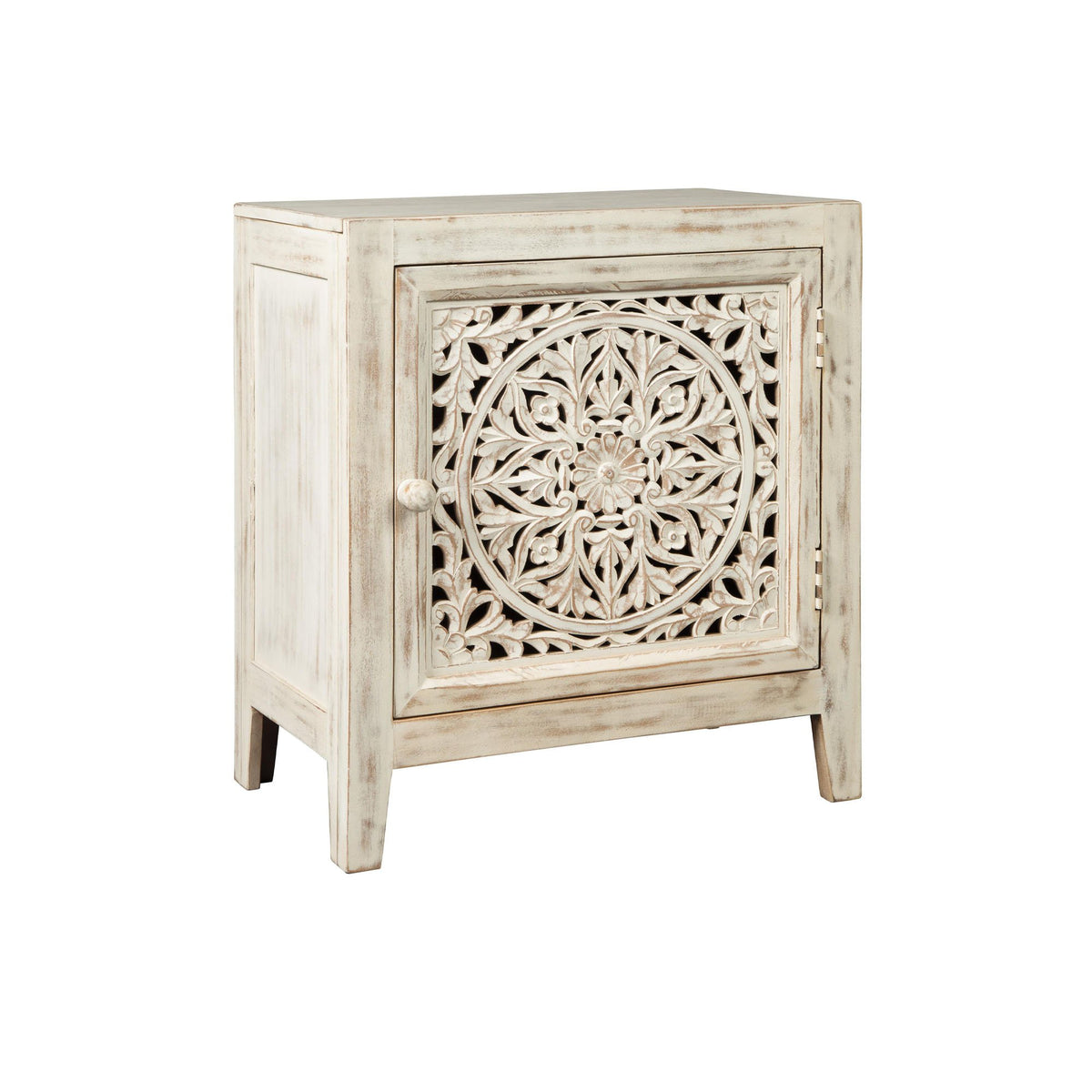 Wooden Accent Cabinet with Single Door, Antique White - BM207017