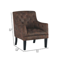 28 Inch Modern Accent Chair, Fabric, Button Tufted, Track Arms, Espresso - BM207163