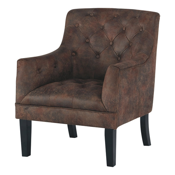 28 Inch Modern Accent Chair, Fabric, Button Tufted, Track Arms, Espresso - BM207163