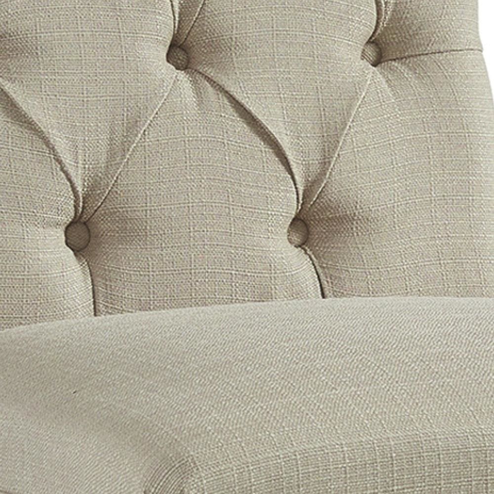 Wood and Fabric Armless Accent Chair with Button Tufting, Beige - BM207207