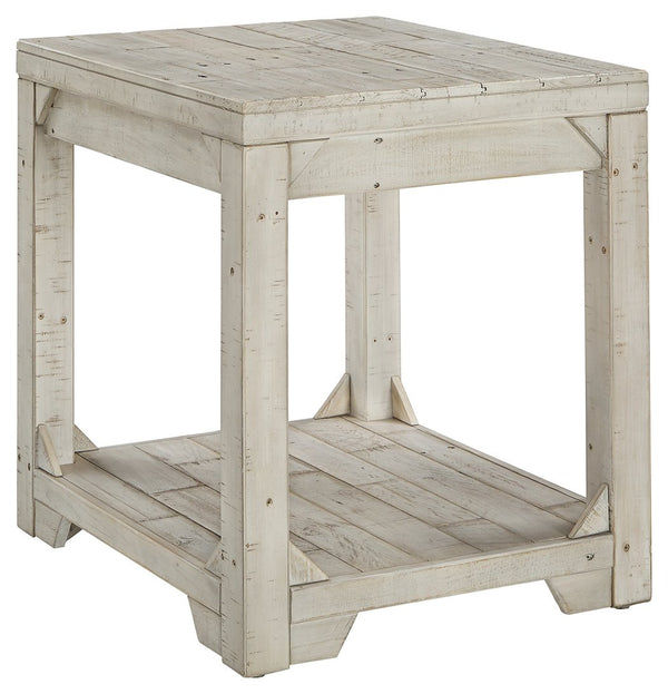 Farmhouse Style Wooden End Table with Plank Design Open Shelf, White - BM207236